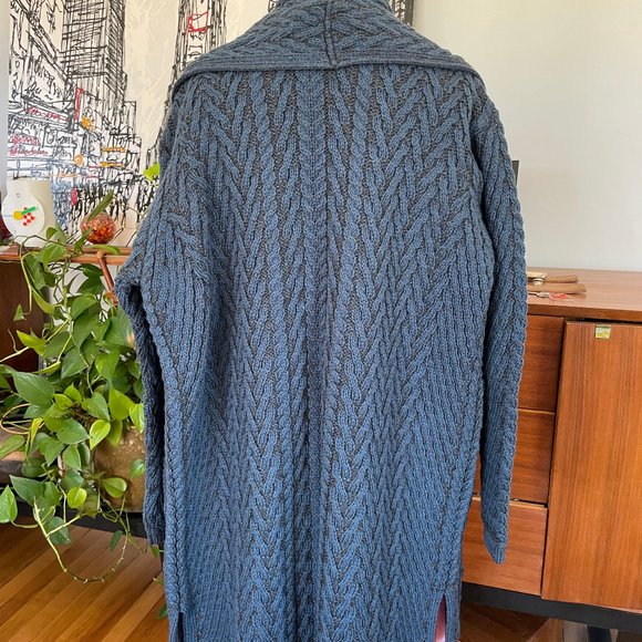 NEW Aran Crafts Ireland 100% Merino Wool Double Knit Cardigan Womens XL Pockets - Picture 5 of 9